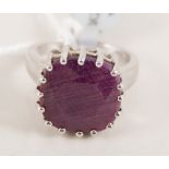 Ratnapuri ruby dress ring, 14mm, claw set in silver, ring size N.