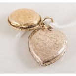 Two yellow metal lockets,