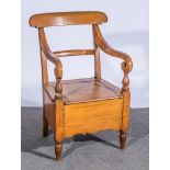 Edwardian oak commode chair, 57cm.