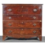 Victorian mahogany secretaire chest, the fall front drawer with boxwood stringing,