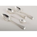 Three various George III silver dessert spoons and three silver teaspoons, 5.7oz, (5).
