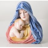 Austrian 'Keramos' pottery bust, Madonna and Child, 24cm.