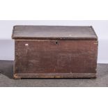 Victorian stained pine blanket box, width 84cm, depth 49cm,