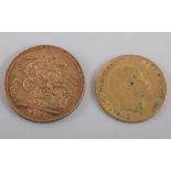 George V Full Sovereign 1912. Edward VII Half Sovereign 1908.