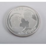 Falklands Islands £25 silver proof commemorative coin, the 1986 royal wedding,