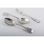 Four embossed silver haft button hooks; silver plated forks,; four spoons and twelve knives.