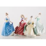 Seven Royal Doulton ladies, Autumn Breezes HN1934, Alison HN2336, Elegance HN2264, Melanie HN2271,