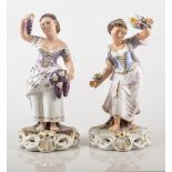 Pair of Royal Crown Derby figures, "Autumn" by J. Morrison, 'Spring" by S Whitbread, height 22.