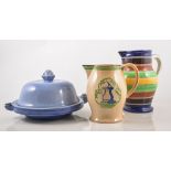 Ashtead Pottery hotplate, domed cover, moulded handle, 23cm, an Ashtead jug,