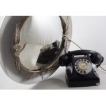 Vintage light-up wall mirror; Vintage telephone; Weighing scales;Spirit kettle, (5).