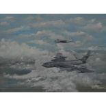 King and others, a collection of aviation oil paintings, some framed, (a quantity).