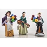Royal Doulton figures, "Balloon Boy", HN2934, "Balloon Lady", HN2935, "Orange Lady", HN1953, (3).