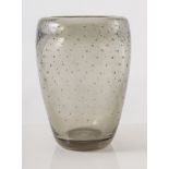 Whitefriars vase smoked bubble glass, 19cm high.