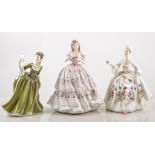 Five Royal Doulton figurines, "Julia" HN2705, "Soiree" HN2312, "Simone" HN2378, "Diana" HN2468,