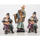 Three Royal Doulton figures, two models of "The Coachman" HN2282, "The Carpet Seller" HN1464,