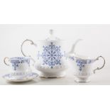 Queens Fountainbleu table ware, eight piece tea, coffee and dinner ware.