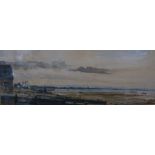 John Doyle, 'Sunset, Whitstable', framed, 20cm by 47cm.