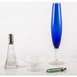 Collection of glass tableware, crystal stem glasses and jugs, Edwardian etched stem glasses etc,