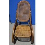 Thonet bentwood and rattan rocking chair, applied paper label,