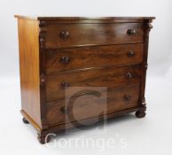 A Victorian mahogany chest, of four long drawers, W.3ft 9in.