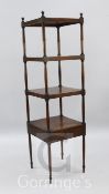 A Regency mahogany four tier whatnot, with base drawer, W.1ft 4in.