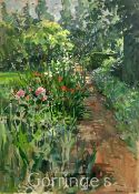 Susan Ryder (b.1944)oil on canvas,Flower garden,signed,25 x 18in.