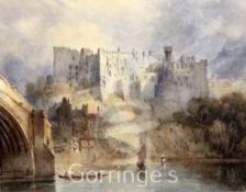 Edmund Hastings (1781-1861) ?watercolour,Durham from the River,signed on the mount,8.75 x 11.5in.