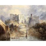 Edmund Hastings (1781-1861) ?watercolour,Durham from the River,signed on the mount,8.75 x 11.5in.