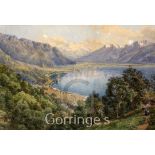 Charles Jones Way (1834-1919)watercolour,View of a Swiss lake scene,signed,13.5 x 20in.