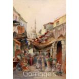 J. Pavlikevitchwatercolour,Street scene, Constantinople - Pavli-Kareef,16 x 11.75in.