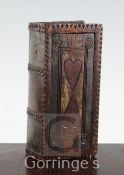 A 19th century American painted wood faux book box, 7in.