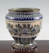 George Tinworth for Doulton Lambeth. A Stoneware ovoid vase, 19cm