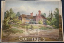 George de Parisfolio of watercolours,Sussex topography mostly old houses and farms,signed and