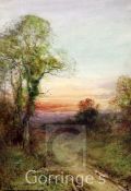 Henry Sylvester Stannard (1870-1951)watercolour,Landscape at sunset,signed,14 x 10in.