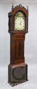 An early Victorian mahogany eight day longcase clock, with painted dial signed Jacob Moseley, Neath,