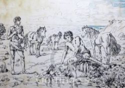 Georgio De Chirico (1888-1978)2 lithographs,Classical youths on the beach,signed in pencil,overall