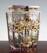 A Chinese gilt bronze and champlevé enamel 'champion' lantern vase, engraved Qianlong mark but