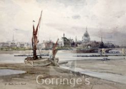 Charles James Lauder (1840-1920),watercolour,'St Paul's from the Boro',signed,9.5 x 13.75in.