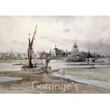 Charles James Lauder (1840-1920),watercolour,'St Paul's from the Boro',signed,9.5 x 13.75in.