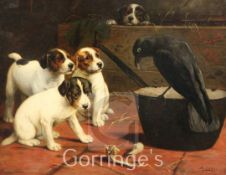 B. Cobbs (19th C.)oil on canvas,'Strange Company',signed,14 x 18in., unframed