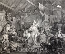 William Hogarth5 engravings,Morning, Noon, Evening and Night, and Theatrical Company at the George