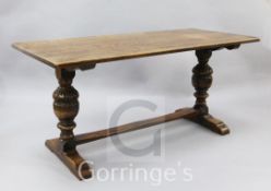 A Jacobean revival oak refectory table, 5ft 6in. x 2ft 6in. x 2ft 6in.