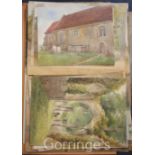 George de Parisfolio of watercolours,Sussex topography, mostly churches dated from 1885-1906,largest