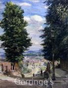 Francis H. Dodd (1874-1949)watercolour,Wimbledon, A View from The Ridgeway,label verso,11.5 x 9in.