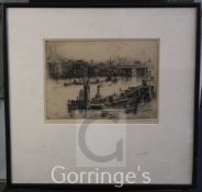 Herbert Menzies Marshall (1841-1913)etching,On the Thames,signed in pencil,7 x 9.75in.