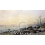 Charles Jones Way (1834-1919)2 watercolours,Coastal landscape and Cattle beside a fjord, Matmark,