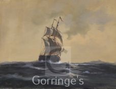 David Shorttwo oils on canvas,The West Wind and Sailing ship at sea,one signed,largest 14 x 18in.,