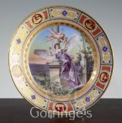 A Vienna style porcelain cabinet plate, late 19th century, decorated with a titled vignette '