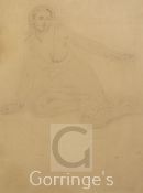 Dame Ethel Walker (1861-1951)pencil on paper,Study of a kneeling woman,signed and dated 1935,16 x