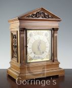An Edwardian walnut bracket clock, with architectural case and W & H movement, 16in.
